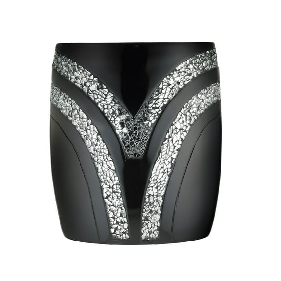 Sinatra Black Bath Accessories Waste Basket - 10"H x 8"W x 8"D