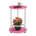 thumbnail image 2 of Convenience Concepts Designs2Go No Tools 2 Tier Round End Table, Pink/Chrome, 2 of 5