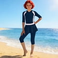 thumbnail image 2 of Summer Swim Suits,Swimsuit for Kids Girls Half Sleeve Full Coverage Burkini Swimwear Modest 3 Piece Bathing Suit, 2 of 8