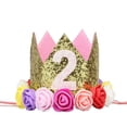 thumbnail image 1 of Gorro de fiesta de cumpleaños para recién nacido, gorro de flores, diadema, 1 año, 2 años, 3 años, 1 unidad, nuevo, 1/2, 1 of 4