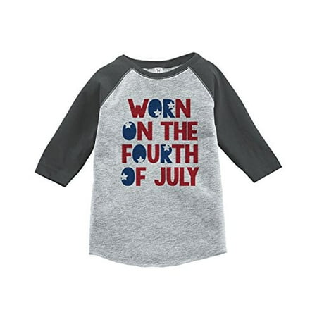 

Custom Party Shop Kids Worn On The Fourth 4th of July Grey Baseball Tee