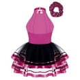 thumbnail image 2 of YONGHS Kids Girls Sparkle Hip Hop Jazz Dance Outfits Gymnastic Ballet Leotard Tutu Dress Rose 8, 2 of 6