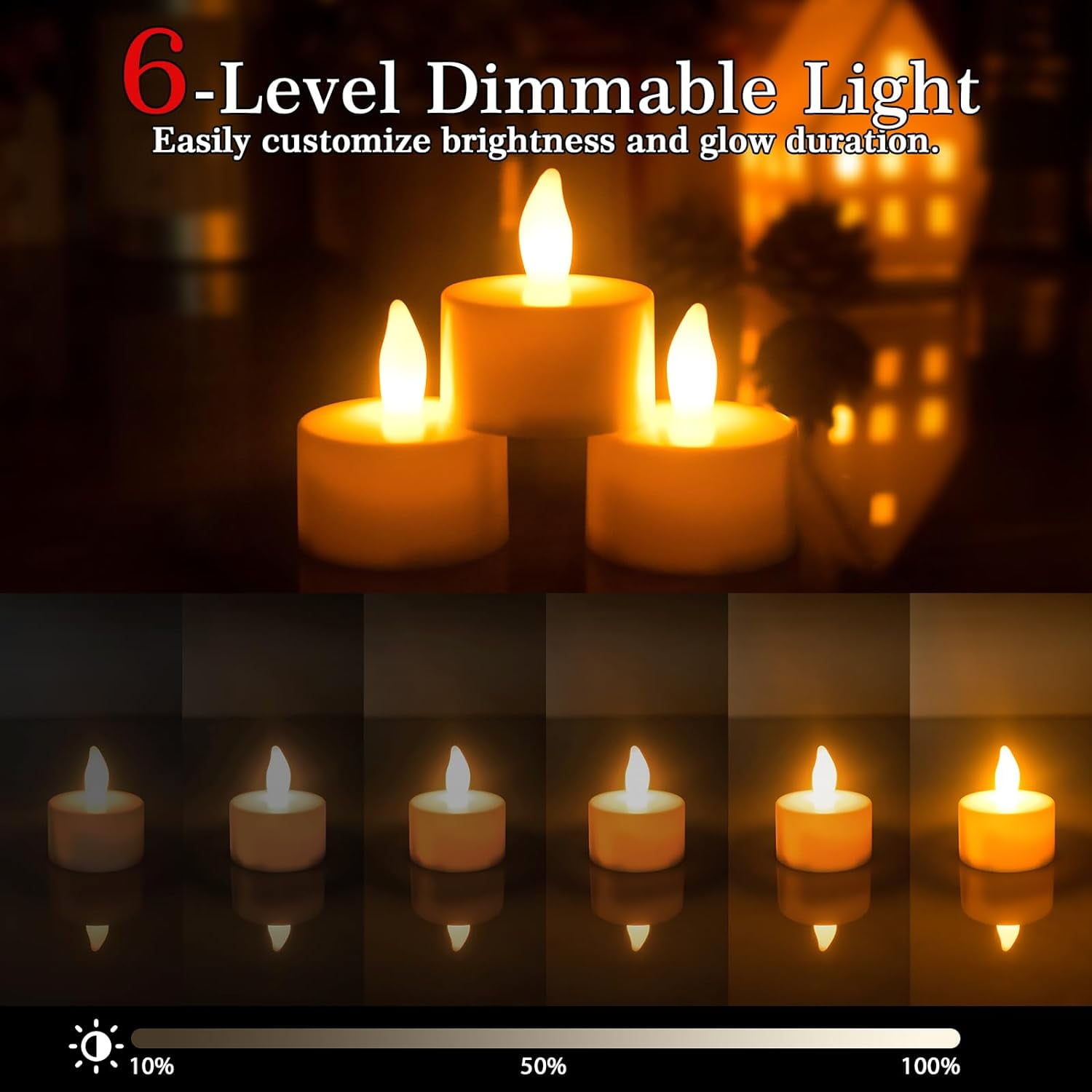 HL Rechargeable Tea Lights Flameless Candles with Remote,Flickering LED Candles with Timer Battery Operated Candles,for Home Seasonal Halloween Decor Flameless Centerpiece Table Decorations,6 Pack