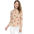 thumbnail image 3 of Allegra K Blusa Floral De Manga Larga Con Lunares Y Escote Con Volantes Para Mujer Albaricoque L, 3 of 6