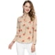 thumbnail image 3 of Allegra K Blusa Floral De Manga Larga Con Lunares Y Escote Con Volantes Para Mujer Albaricoque L, 3 of 6