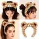 thumbnail image 2 of Leopard Print Bear Ear Headbands Comfortable Furry Plush Hairband For Women Children Birthday Party Gathering Dressingup Yellow, 2 of 4
