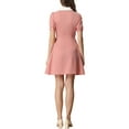 thumbnail image 3 of INSPIRE CHIC Women's Button Down Contrast Peter Pan Collar Lace up Dress M Pink, 3 of 6