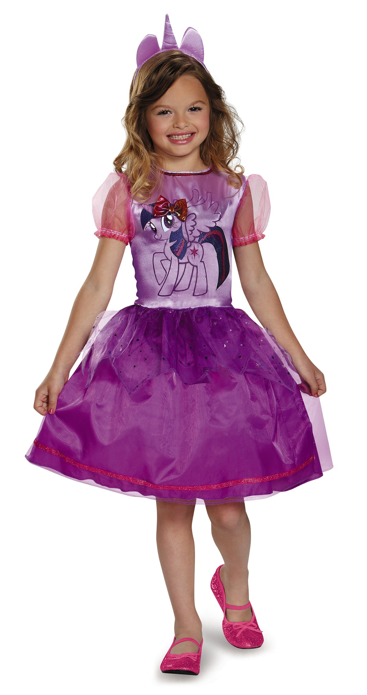 GIRLS TWILIGHT SPARKLE MY LIL PONY DELUXE COSTUME KIDS CUTE PRINCESS WINGS DRESS 