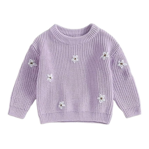 Splozh Chandail d'Automne pour Bébé Fille, Chandail Tricoté pour Enfants et Tout-Petits, Hauts à Manches Longues d'Automne et d'Hiver, Chandail, Vêtements, Violet, 1-2 Ans