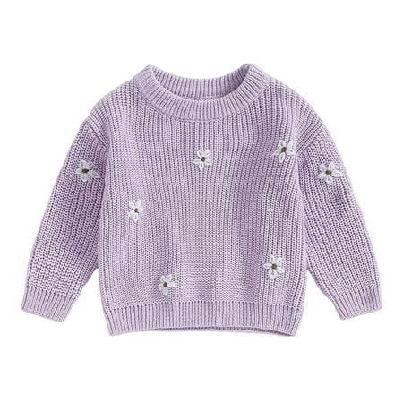 

8QIDA Sweaters for Girls Size 6-7 Kids Toddler Baby Girls Knit Sweater Autumn Winter Long Sleeve Tops Pullover Sweater Clothes 4-5 Years