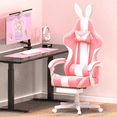 thumbnail image 3 of SOONTRANS Pink Gaming Chair with Footrest, Girls Ergonomic Game Gamer Chair with Massage Lumbar Pillow & Adjustable Bunny Ear Headrest for Adults s, High Back Office Computer, 3 of 9