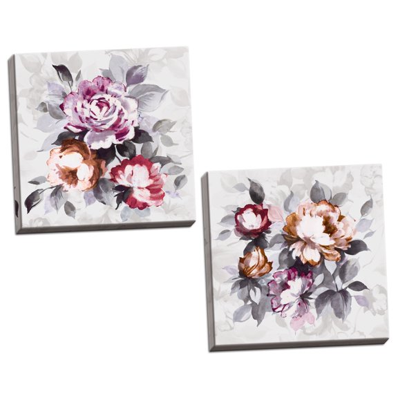 Gango Home Decor Contemporary Bloom Where You Are Planted & Focus on the Good by Wild Apple Portfolio (Ready to Hang); Two 12x12in Hand-Stretched Canvases