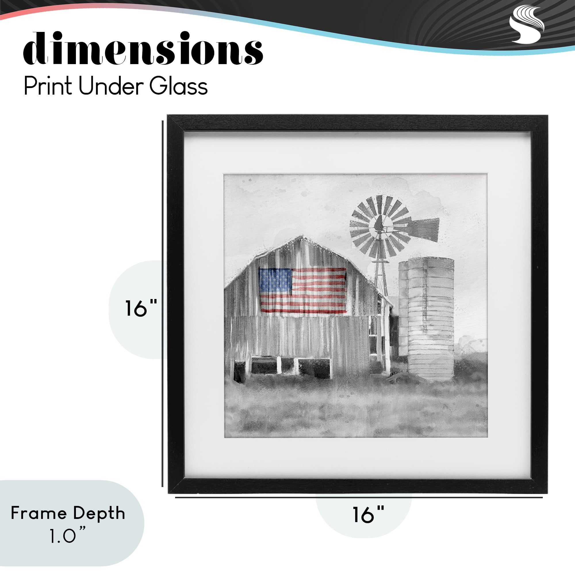 Stupell Industries Grandfather's Barn with Flag Black Framed Print Under Glass, design by Kim Allen