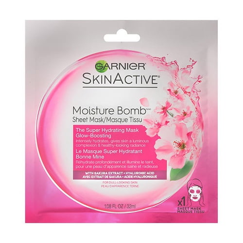 Garnier Skin Active Moisture Bomb Super Hydrating Mask, Glow Boosting, 1.08 Oz, 3 Pack Walmart