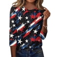 thumbnail image 2 of HAVUITYY Independence Day 3/4 Sleeve Sweaters for Womens, Fashionable American Flag 4th of July Womens Tops, Women's Lightweight Spring Casual Blouse, 2 of 5