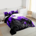 thumbnail image 3 of Manfei Abstract Marble Bedding Comforter Set 2pcs, Black Purple White Twin Comforter Sets, Modern Watercolor Marbling Bedding Set, Lightweight Room Decor, 3 of 8