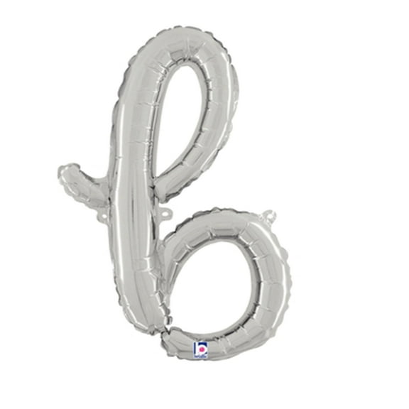 24 inch Script Letter B Silver (Air-Fill Only) Betallic Foil Mylar Balloon - Party Supplies Decorations