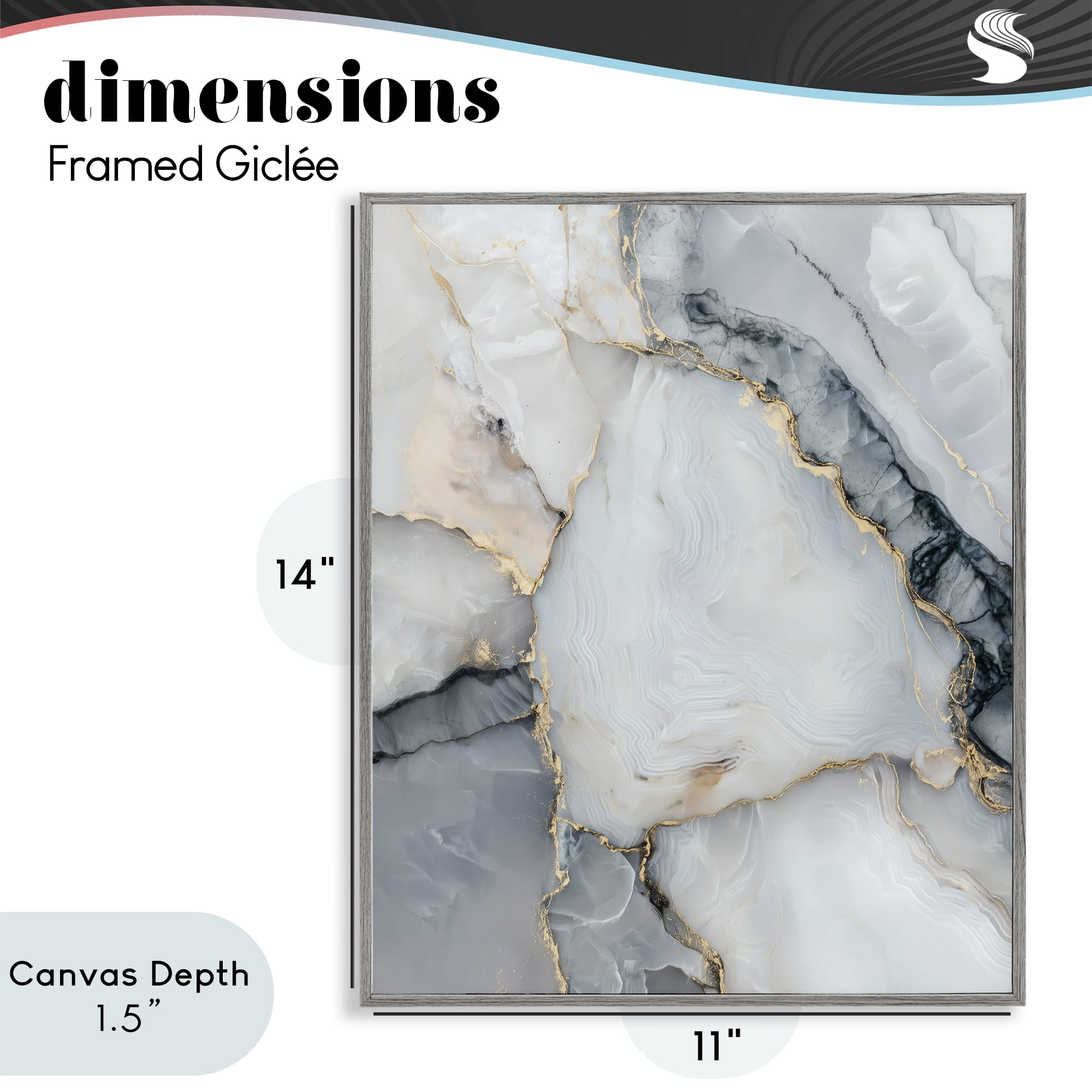 Stupell Industries Luxe Stone Geode Gray Framed Giclee Art, design by Svetlana Aleynikova