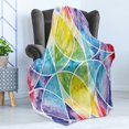 thumbnail image 4 of Geometry Soft Flannel Fleece Throw Blanket, Design of Egyptian Surrounding Partial Circular Arcs with Motley Effects, Cozy Plush for Indoor and Outdoor Use, 70" x 90", Multicolor, by Ambesonne, 4 of 5