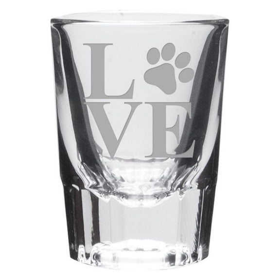 Paw Print Love Deep Etched Shot Glass