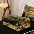 thumbnail image 5 of Manfei Rustic Pike Fish Zipper Full Size Comforter Sets with Fitted Sheet and 2 Pillowcases, Countryside Lake Boat Zipper Bedding Set, Golden Brown, Black Reversible, 4-Piece, 5 of 7