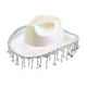 thumbnail image 1 of Sombrero vaquero portátil, cómodo y moderno con flecos, ideal para viajes y vacaciones. Blanco, 1 of 9