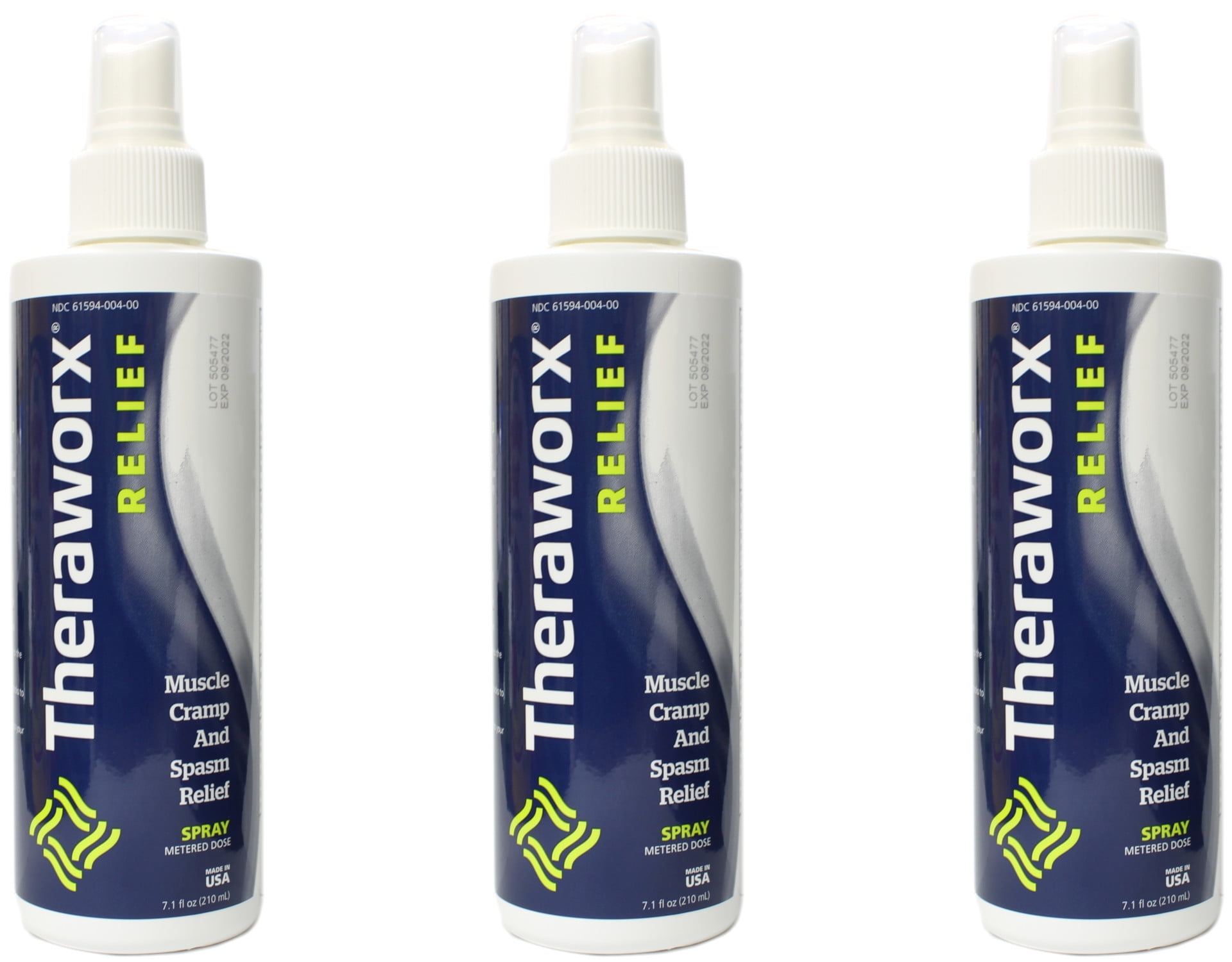3 Pack Theraworx Relief FastActing Spray for Leg Muscle & Foot Cramps 7.1oz Ea