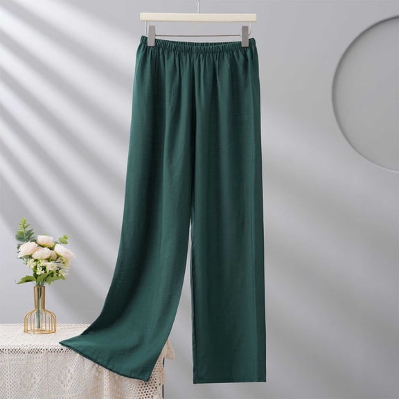 Mifsaly Cotton Pajama Pants Women Elastic Waist Pull-On Sleep Pant Soft Breathable Relaxed Fit Home Casual Everyday Wear Bottoms Green,XL