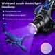 thumbnail image 5 of Linterna frontal con luz blanca y violeta, luz potente para exteriores, luz LED, detección de billetes, carga por inducción, para pesca nocturna, linterna montada en la cabeza Akmoler, 5 of 9