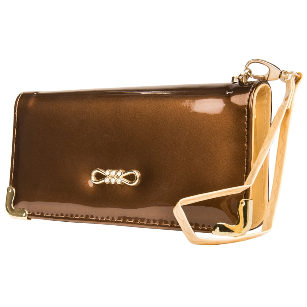 Women's Clutch Wallet Evening Purse Wristlet with Cell Phone Compartment (Fits up to 6.25In x 3.1In)