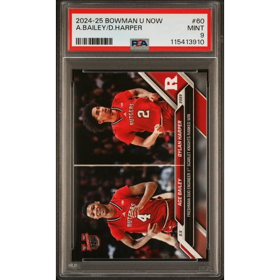 Graded 2024 Topps Bowman U Now Dylan Harper/Ace Bailey #60 Rookie RC Basketball Card PSA 9 Mint