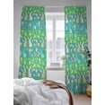 thumbnail image 3 of Easter Bunny Sheer Curtains 2 Panels Set Rabbits Easter Eggs Floral Leaf Green Lihgt Filtering Rod Pocket Voile Drape, Semi Sheer Window Curtains for Bedroom Living Room, 52"x108", 3 of 5