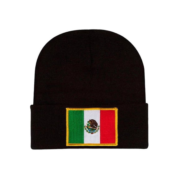 Mexico Flag Black Cuffed Beanie