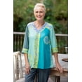 thumbnail image 4 of NOVICA Hand-stamped batik rayon blouse, 'Pale Green Tea', 4 of 8