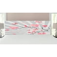thumbnail image 1 of Nature Headboard, Cherry Blooming Butterflies on Stripes Sun Rays Curvy Lines Ornamental Art, Upholstered Decorative Metal Bed Headboard with Memory Foam, King Size, Pale Grey Pink, by Ambesonne, 1 of 4