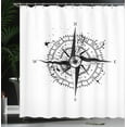 thumbnail image 4 of Ambesonne Maritime Shower Curtain, Grunge Splashes Windrose, 69"Wx70"L, Charcoal Grey and White, 4 of 5