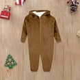 thumbnail image 4 of Family Hooded Footless Jumpsuits Long Sleeve Solid Color Fleece Sleepwear Cozy Family Matching Homewear Pajamas for Women Men and Kids, 4 of 4