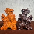 thumbnail image 2 of Large pair of ebony carved Qilin figurines, perfect for home decoration, attracting wealth and protecting the home. A feng shui gift made of redwood., 2 of 3