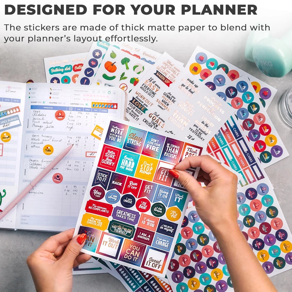 Clever Fox Planner Fitness Stickers Set - Monthly, Weekly & Daily Planner Sti...