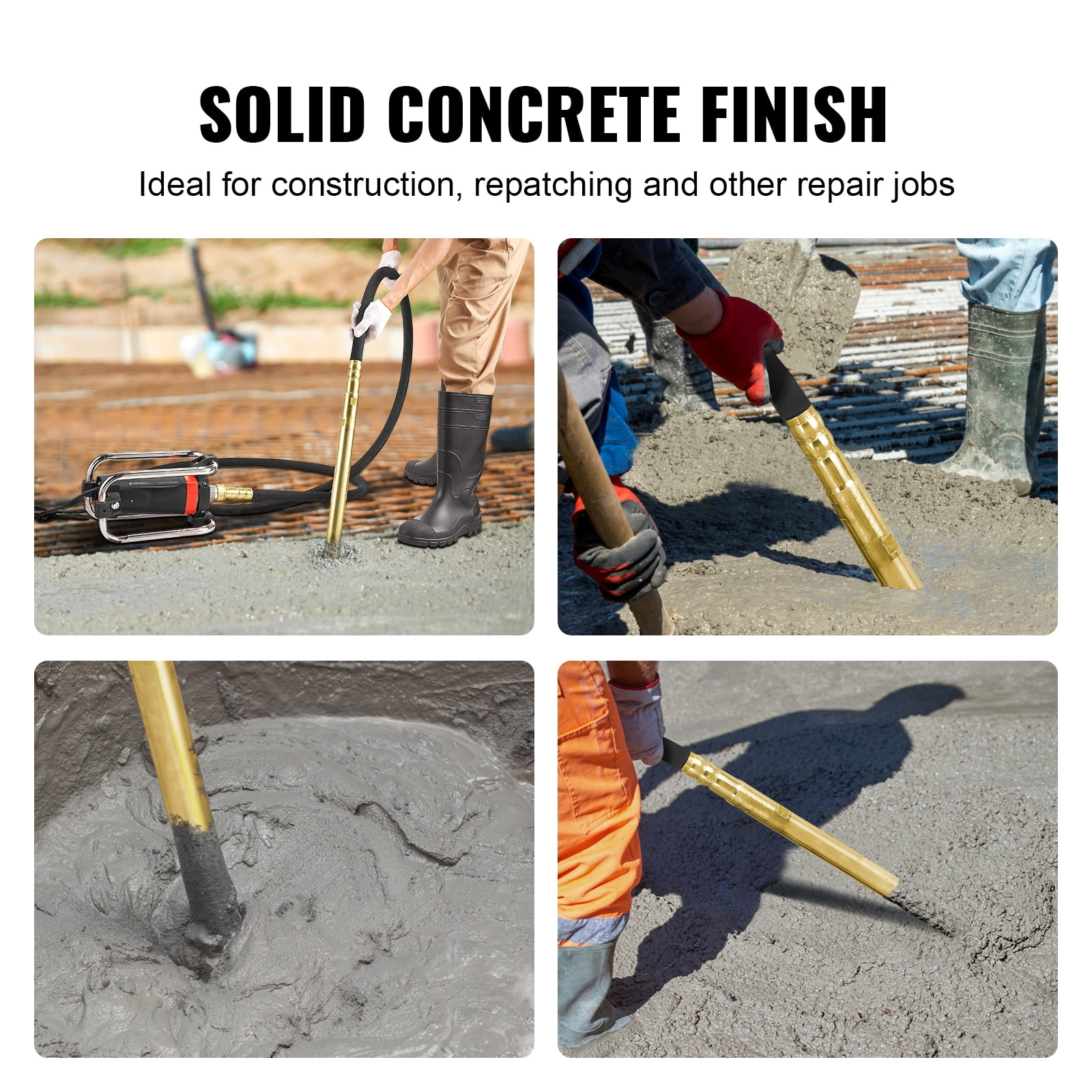SKYSHALO Electric Concrete Vibrator 1500W 14-3/4 feet Poker to Remove Air Bubbles