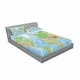 thumbnail image 2 of World Map Fitted Sheet & Pillow Sham Set, Topographic Map of The World Continents Countries Oceans Mountains, Decorative Printed 2 Piece Bedding Decor Set, Full, Green Blue, by Ambesonne, 2 of 2