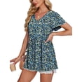 thumbnail image 4 of Top peplum OFEEFAN con cuello en V y manga corta, azul floral, 2XL, mujer, 4 of 5