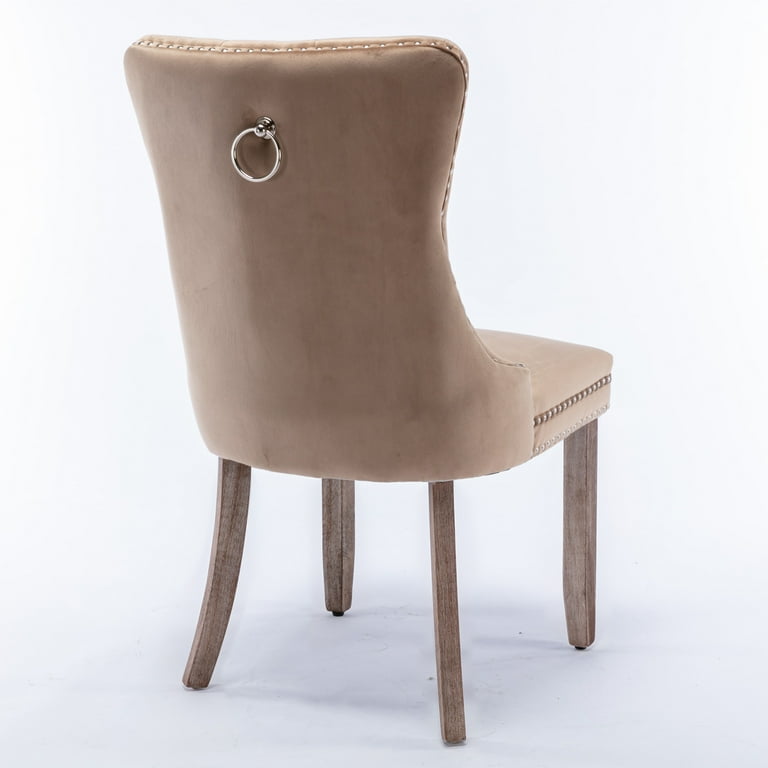 Set of 6 Velvet Fabric Dining Chairs Luxury Tufted Back with