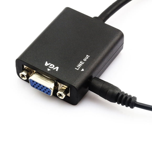 IDEANATEGRATE Cable Adaptador Conversor Activo A Vga Con Soporte Audio 3.5mm Señal Digital A Analógica Negro