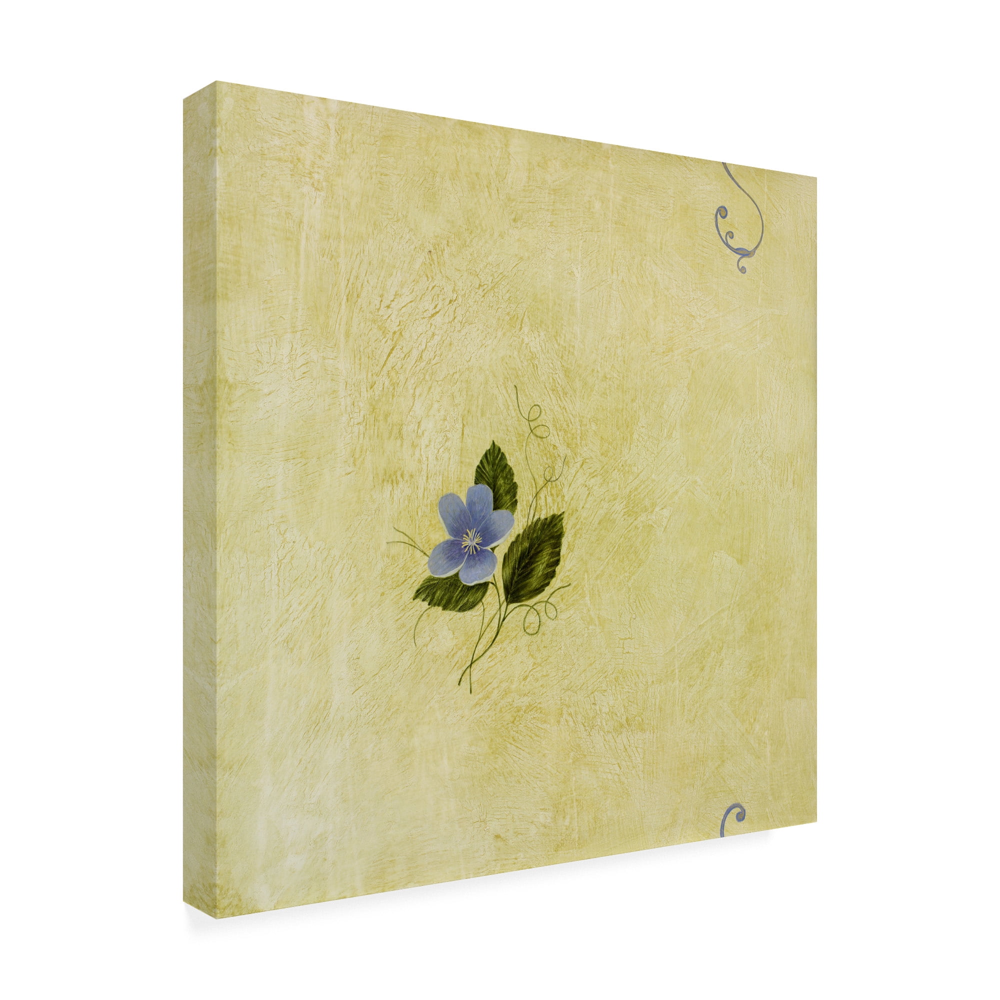 Trademark Fine Art 'Blue Flowers Over Yellow 1' Canvas Art by Pablo Esteban