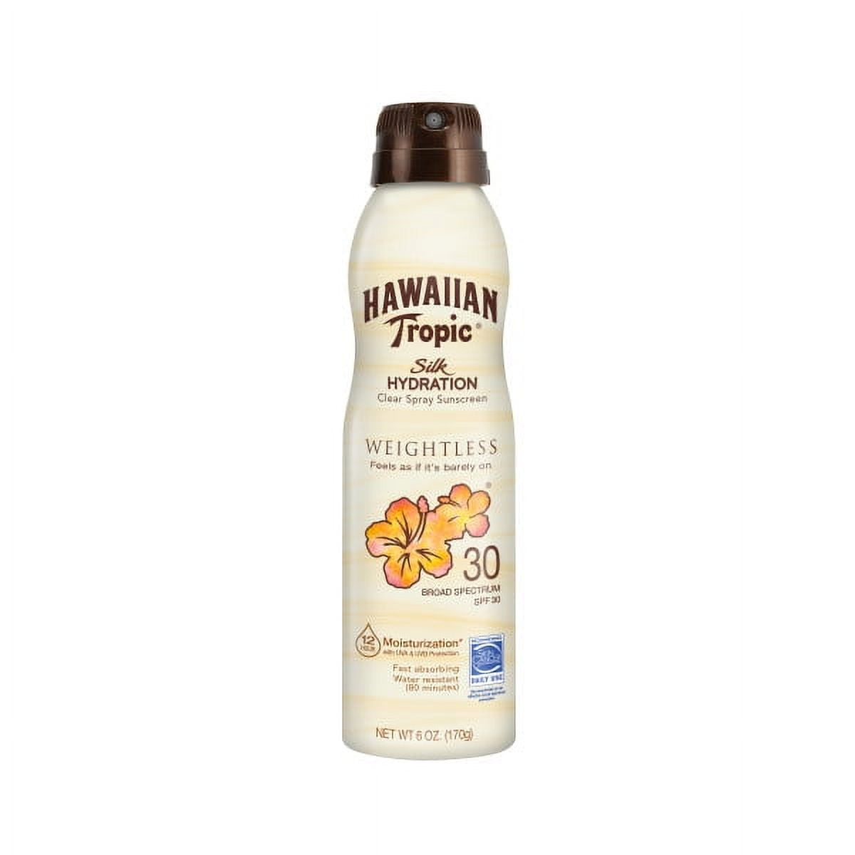 Hawaiian Tropic Silk Hydration Clear Mist Spray Sunscreen SPF 30 6 oz (Pack of 4)