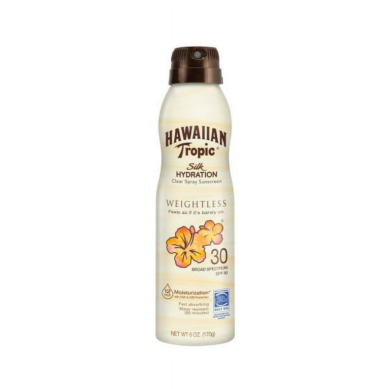 Hawaii購入★Hawaiianトロピックシルク日焼止めスプレーSPF30 Hawaiian Tropic Silk Hydration Clear Mist Spray Sunscreen
