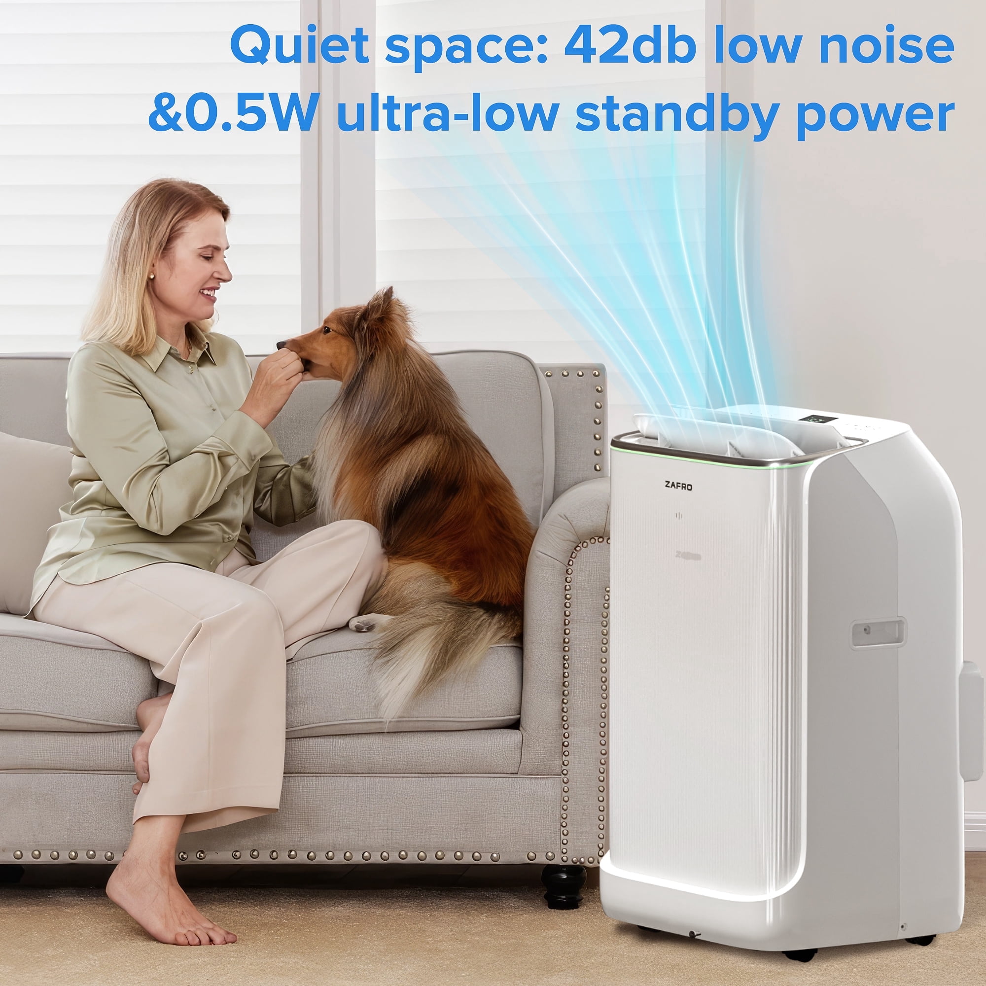Zafro 16,000 BTU (12,000 BTU SACC) portable air conditioner with Remove Conrol & Wifi ,42dB ultra-quiet Cools up to 600 sq.ft