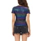 thumbnail image 3 of INSPIRAR CHIC Blusas de fiesta brillantes de manga corta texturizadas metálicas para mujeres XL azul oscuro, 3 of 6