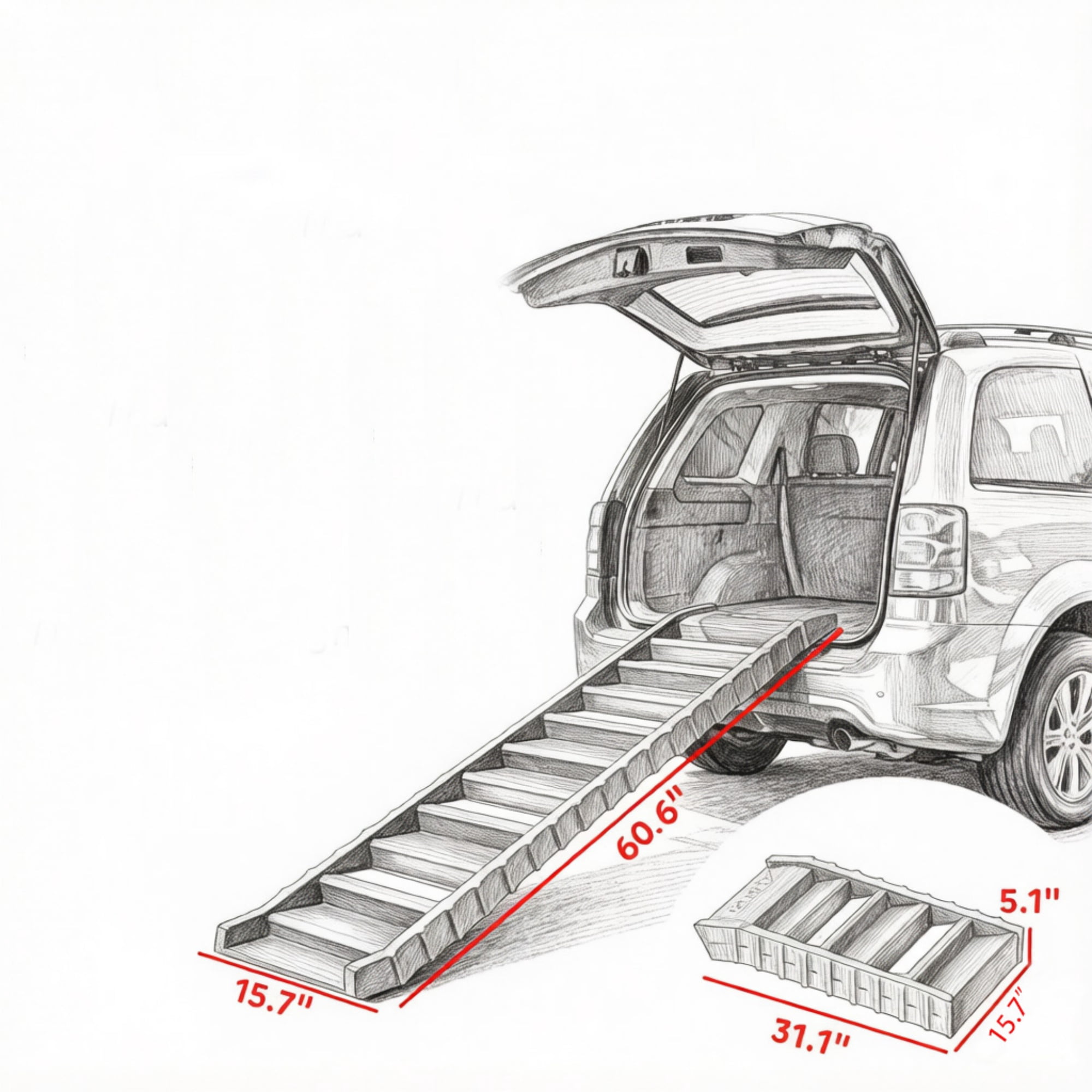 Folding Pet Car Ramp, Foldable Dog Ramp for Large Medium Small Dogs, Black